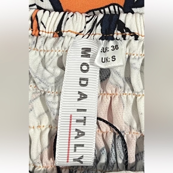 Moda Made In Italy Dress Women’s Size 4 Tropical Leaf Print Orange Resort Vacay - Picture 8 of 10